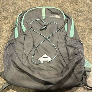 North Face backpack gray with teal trim